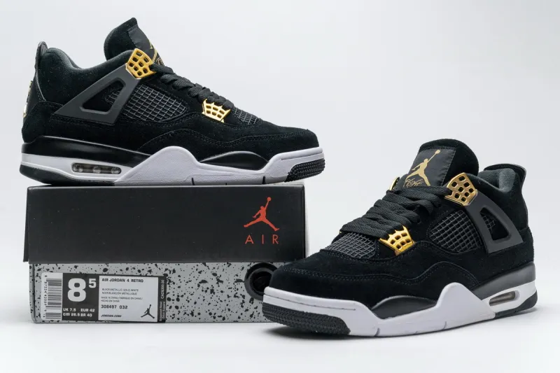 Reps StockX Shoes Air Jordan 4 Retro “Royalty” Black Gold 308497-032??