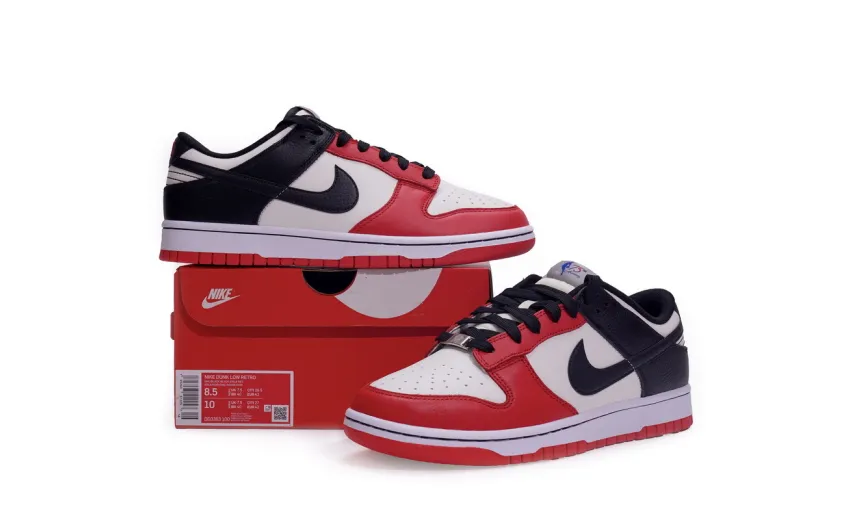 Reps StockX Shoes NBA x Nike Dunk Low EMB 75th Anniversary Red White Black DD3363-100??