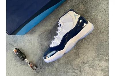  Air Jordan 11 Retro UNC Win Like 82 Black White 378037-123 02