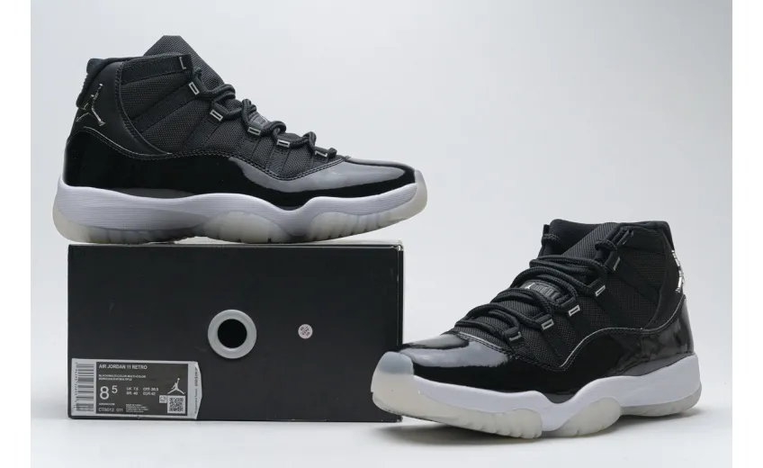 Reps StockX Shoes Air Jordan 11 25th Anniversary Black Silver Eyelets CT8012-011??
