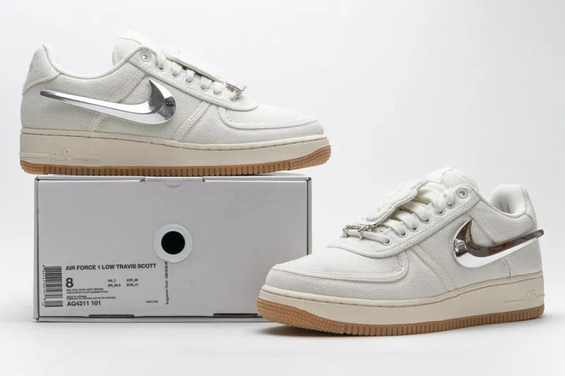  Travis Scott x Nike Air Force 1“Sail” Cream AQ4211-101