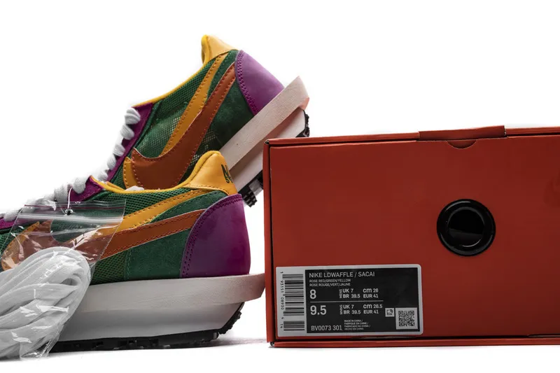  Sacai x Nike LDWaffle GreenPinkOrange BV0073-301