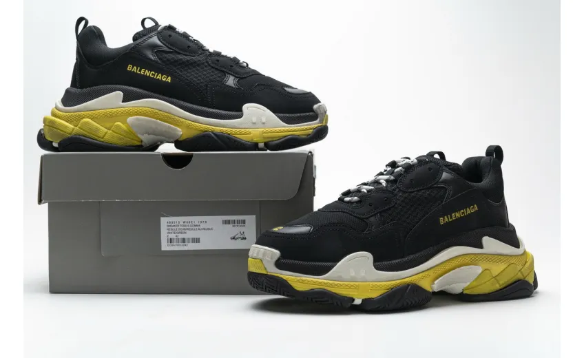  Balenciaga Triple S Black Yellow 483513 W06E1 1078