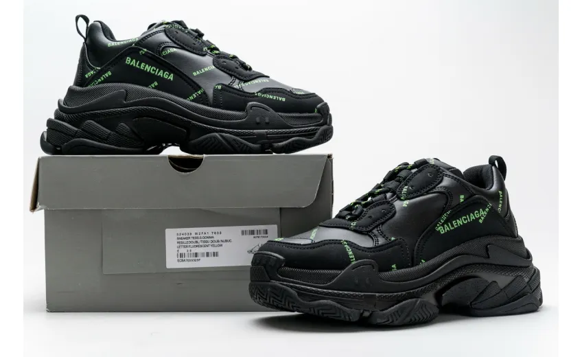  Balenciaga Triple S Letter Fluorescent Yellow 524039 W2FA1 7633