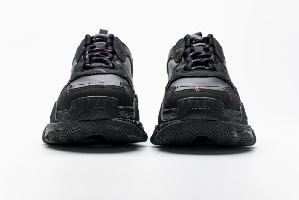  Balenciaga Triple S Letter Black Pink 524039 W2FA1 7635