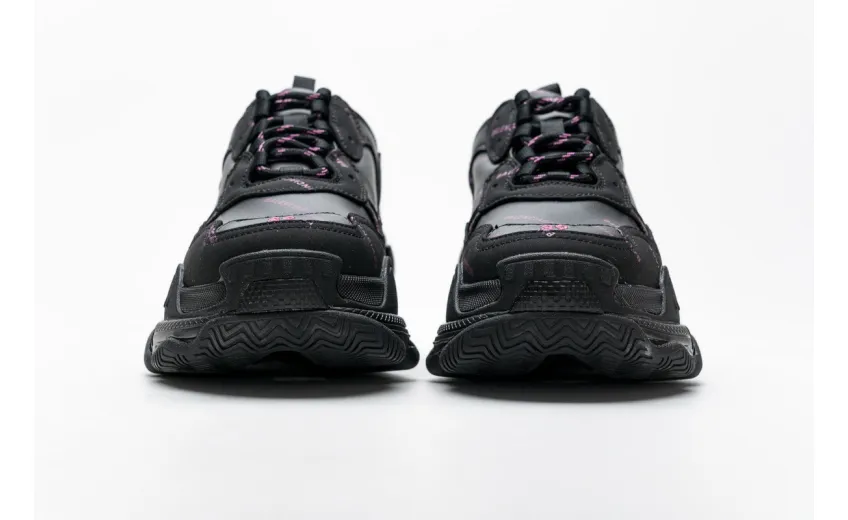  Balenciaga Triple S Letter Black Pink 524039 W2FA1 7635