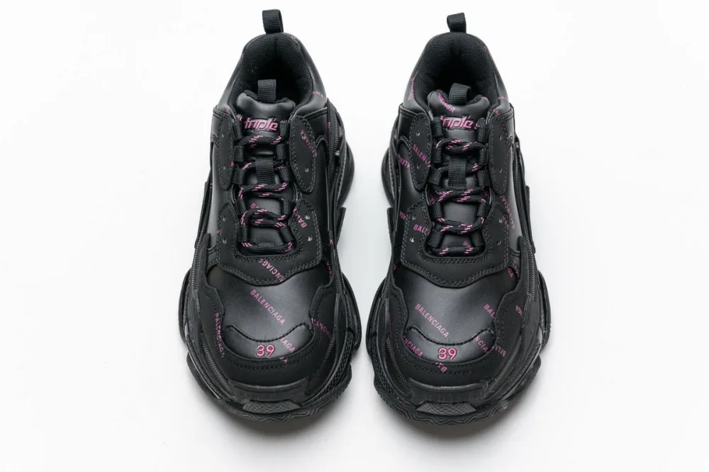  Balenciaga Triple S Letter Black Pink 524039 W2FA1 7635