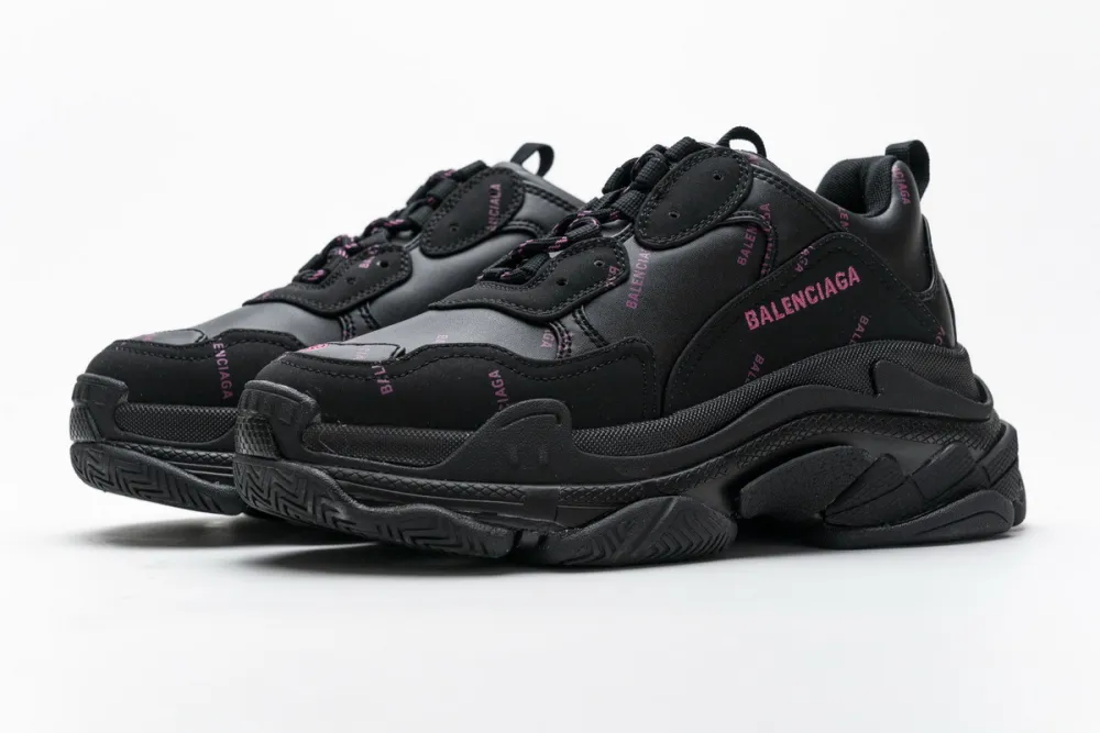  Balenciaga Triple S Letter Black Pink 524039 W2FA1 7635