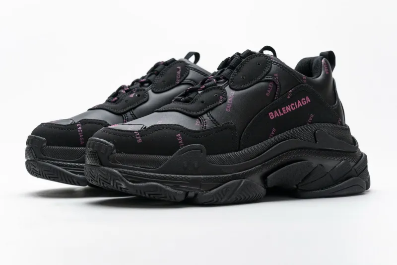 Balenciaga Triple S Letter Black Pink 524039 W2FA1 7635