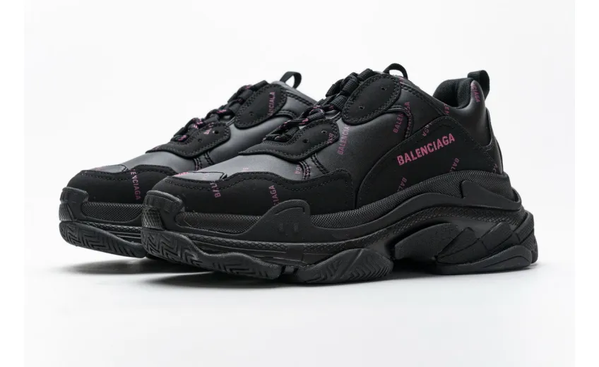  Balenciaga Triple S Letter Black Pink 524039 W2FA1 7635