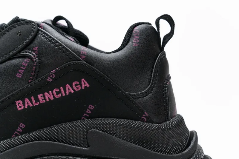 Balenciaga Triple S Letter Black Pink 524039 W2FA1 7635