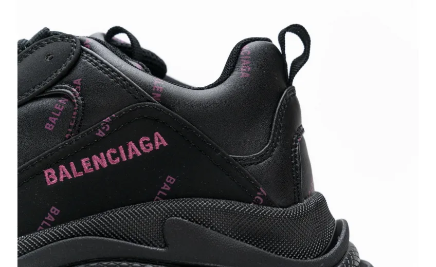  Balenciaga Triple S Letter Black Pink 524039 W2FA1 7635