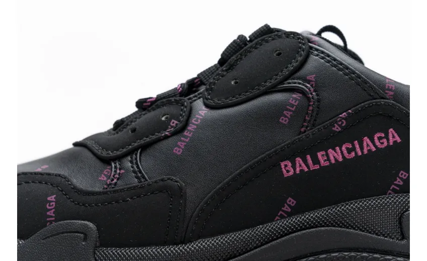  Balenciaga Triple S Letter Black Pink 524039 W2FA1 7635