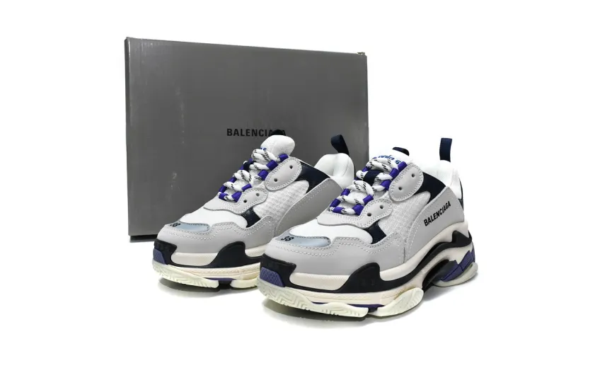  Balenciaga Triple S White Dark Blue 534217 W09E1 9000