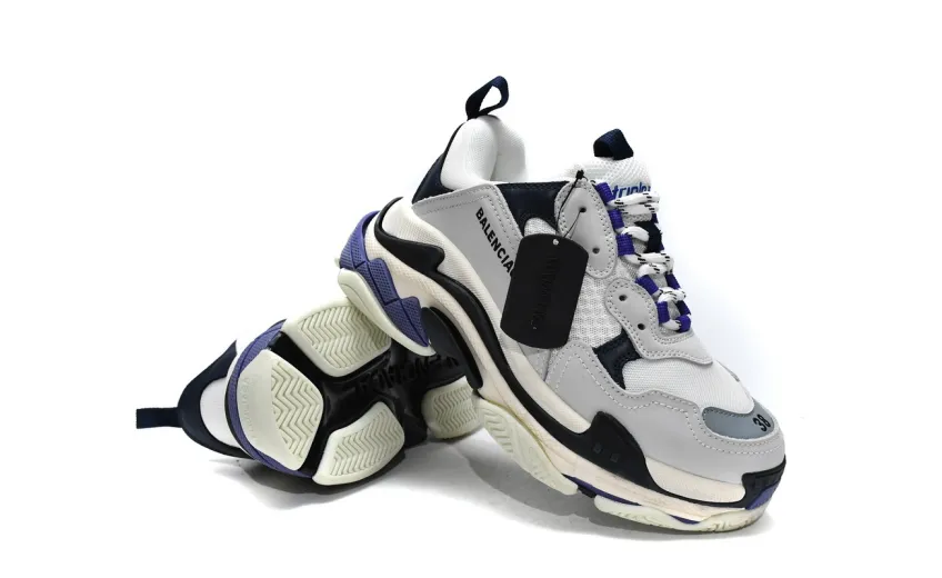  Balenciaga Triple S White Dark Blue 534217 W09E1 9000