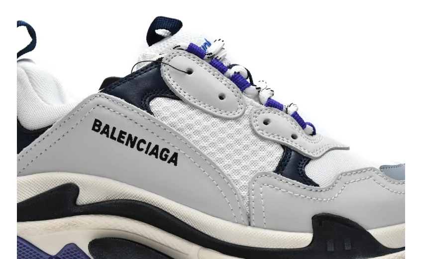  Balenciaga Triple S White Dark Blue 534217 W09E1 9000