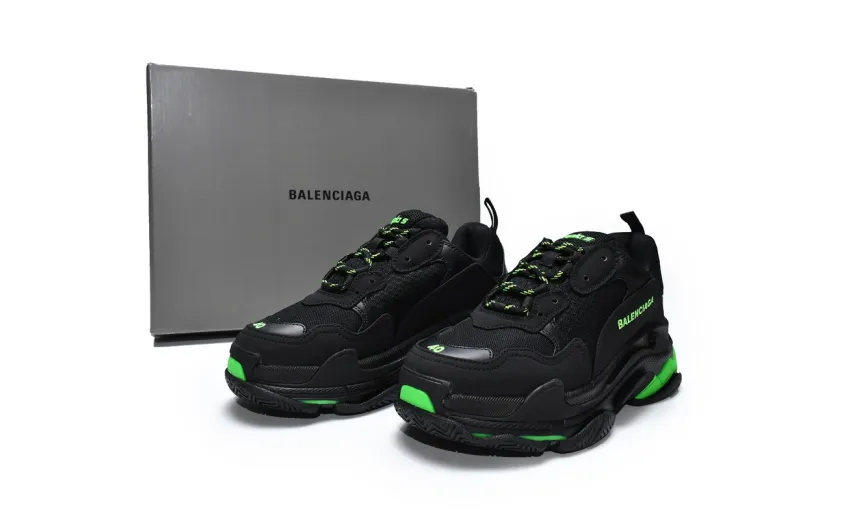  Balenciaga Triple S Black Green 544355 W09ON 1045