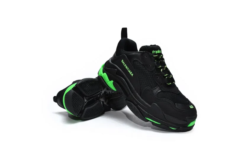  Balenciaga Triple S Black Green 544355 W09ON 1045
