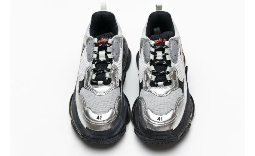  Balenciaga Triple S Black Silver 541624 W09E1 7320 
