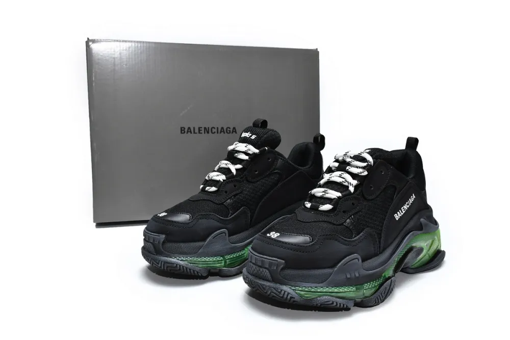 Balenciaga Triple S Black Green 544351 W09ON 1047