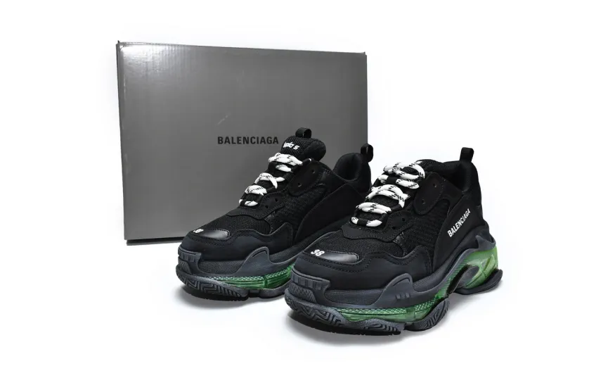  Balenciaga Triple S Black Green 544351 W09ON 1047
