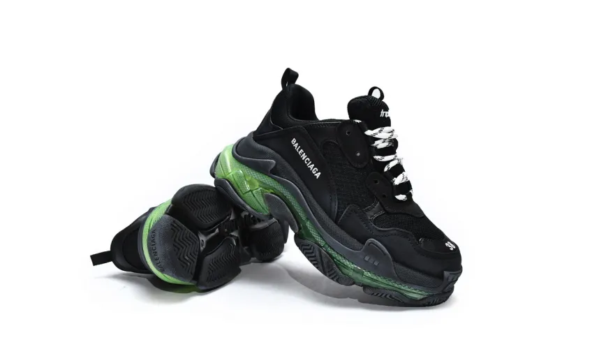  Balenciaga Triple S Black Green 544351 W09ON 1047