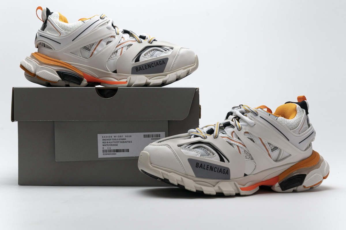 Balenciaga Track LED White Orange  542436 W1GB7 9059