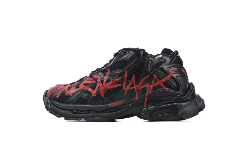 fake Balenciaga Runner Graffiti Black Red