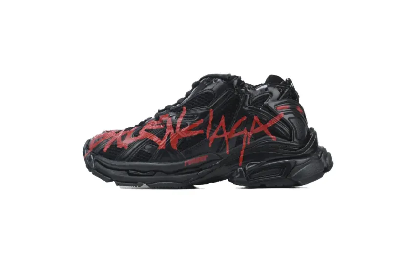 fake Balenciaga Runner Graffiti Black Red