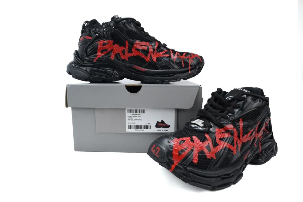 Balenciaga Runner Graffiti Black Red replica