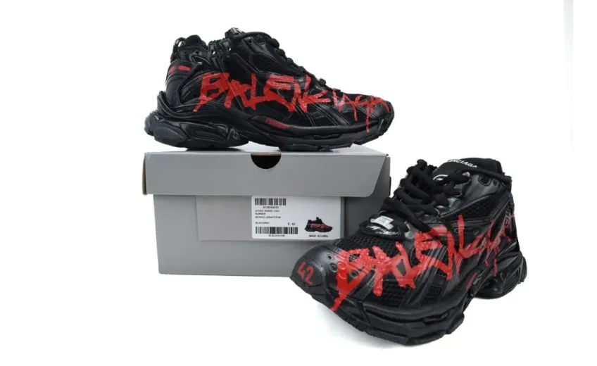 Balenciaga Runner Graffiti Black Red replica