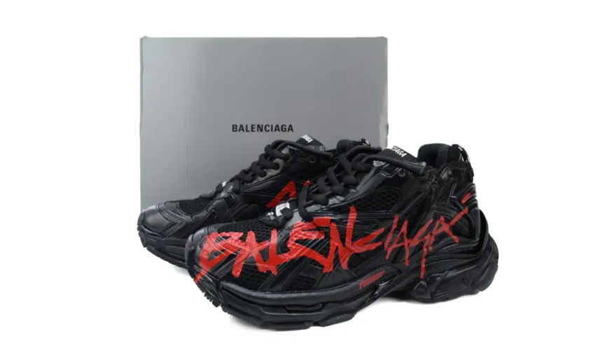 rep Balenciaga Runner Graffiti Black Red