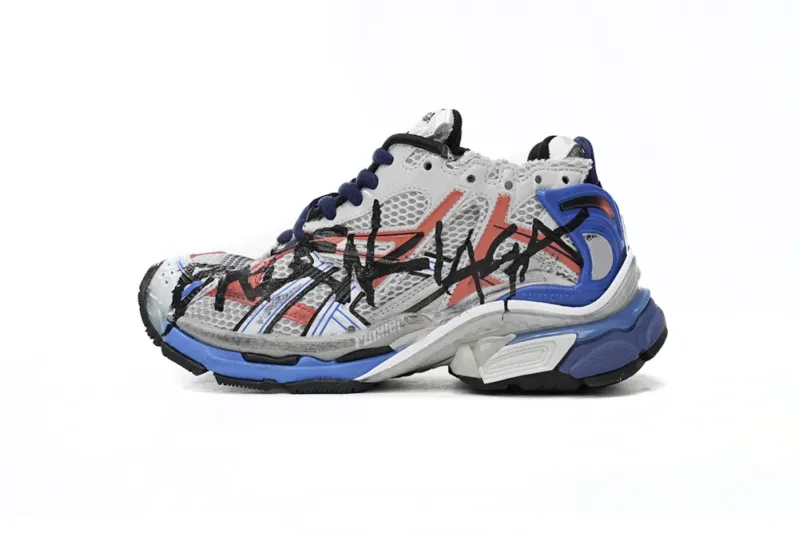fake Balenciaga Runner White And Blue Printing