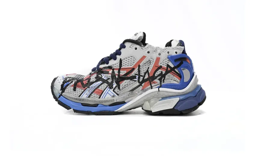 fake Balenciaga Runner White And Blue Printing