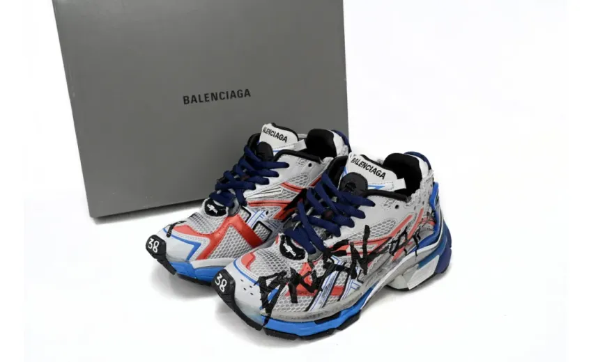 Balenciaga Runner White And Blue Printing replica