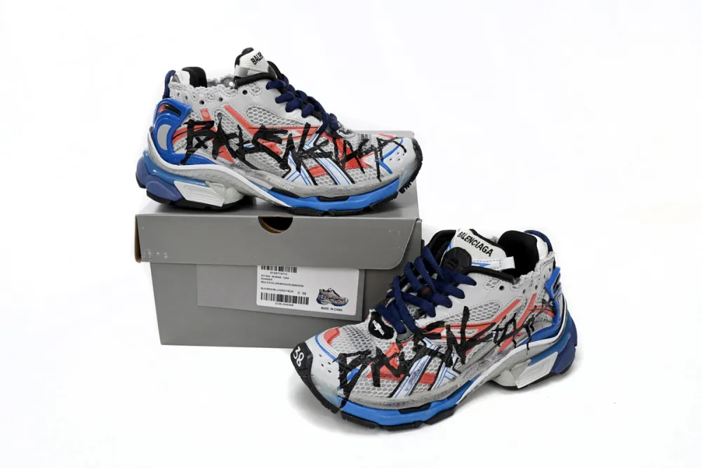 rep Balenciaga Runner White And Blue Printing