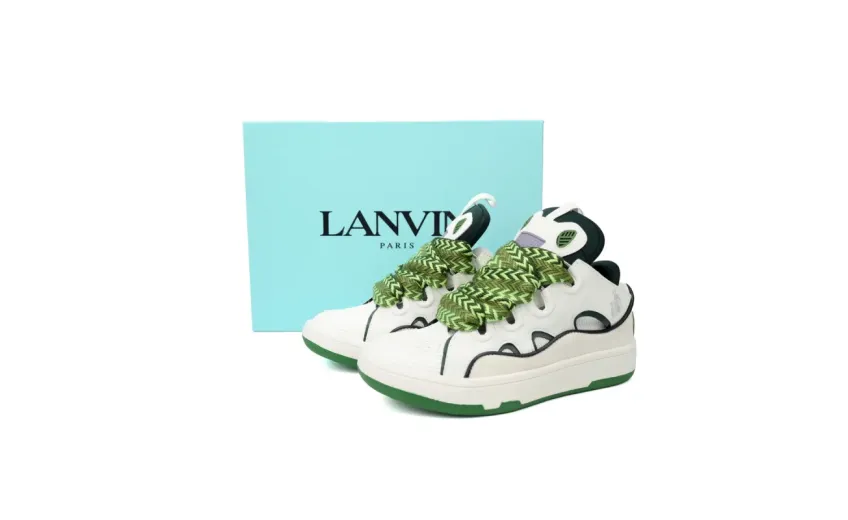  Lanvin Leather Curb White Green rep