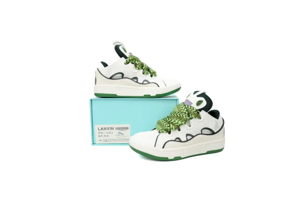  Lanvin Leather Curb White Green replica