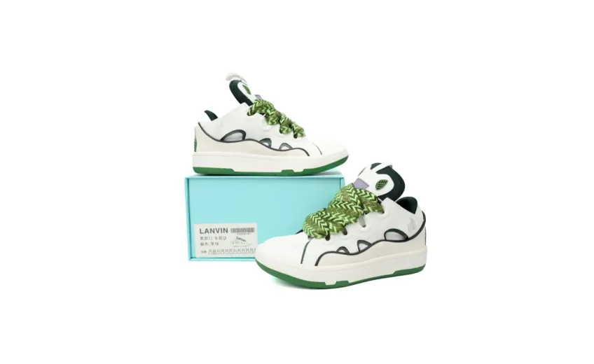  Lanvin Leather Curb White Green replica