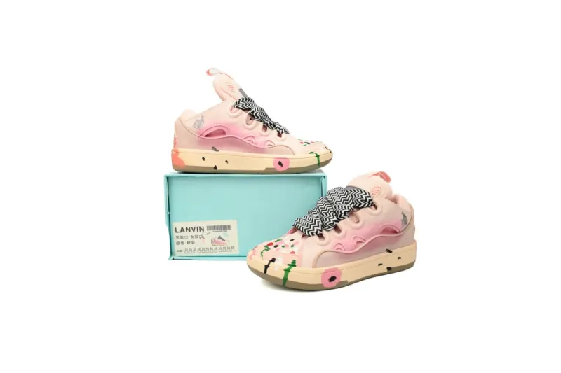  Lanvin Leather Curb White Pink replica