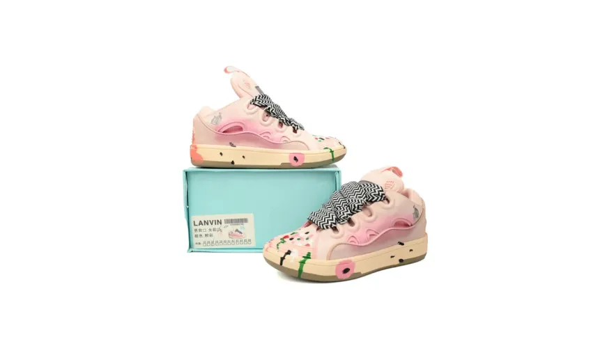  Lanvin Leather Curb White Pink replica