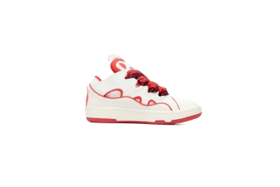 Lanvin Leather Curb White Red 02
