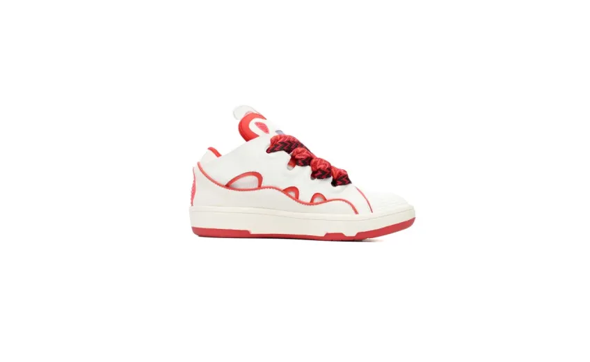  Lanvin Leather Curb White Red replica