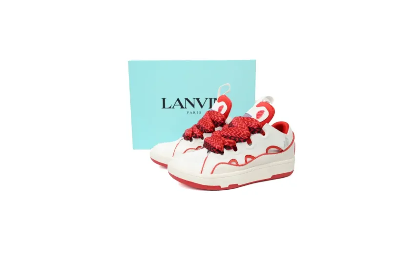  Lanvin Leather Curb White Red reps
