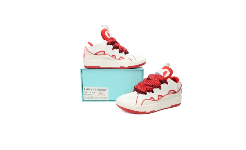  Lanvin Leather Curb White Red rep