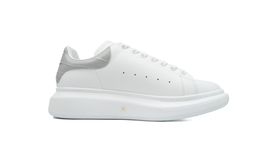 Alexander McQueen Oversized Sneaker Gray Stone Texture Heel