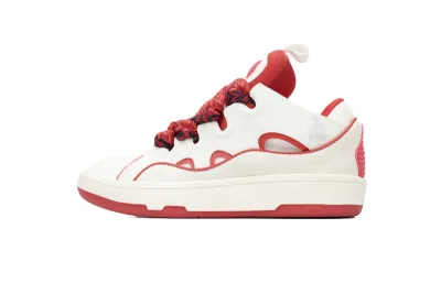 Lanvin Leather Curb White Red 01