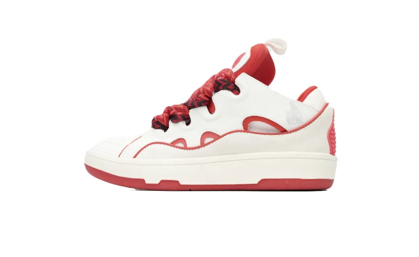 Lanvin Leather Curb White Red