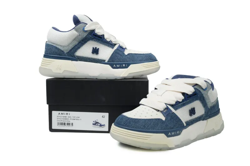 AMIRI MA-1 Leather Denim Blue