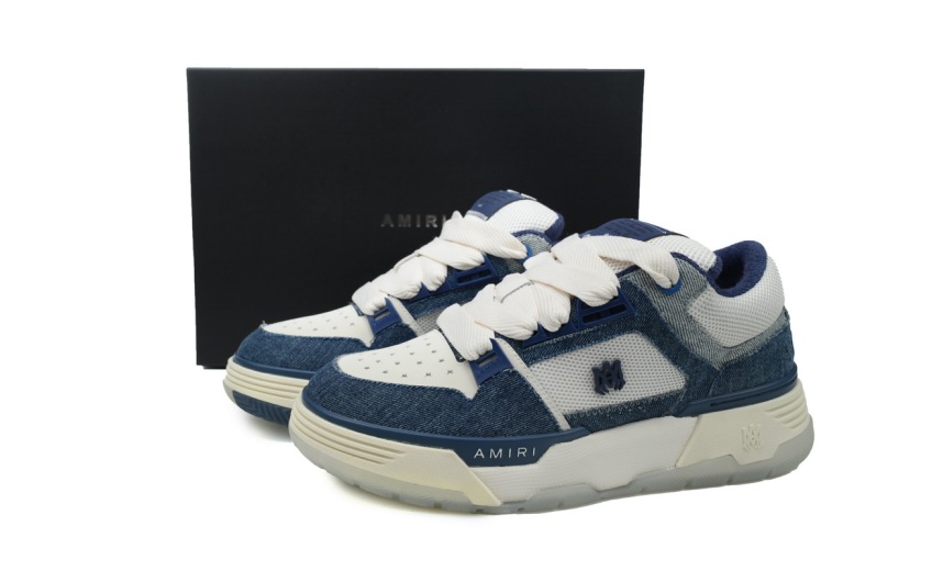 AMIRI MA-1 Leather Denim Blue